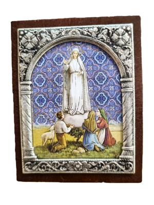 Adorno Italiano Nossa Senhora de Fátima com Pastores 6 cm x 5 cm-TerraCotta Arte Sacra