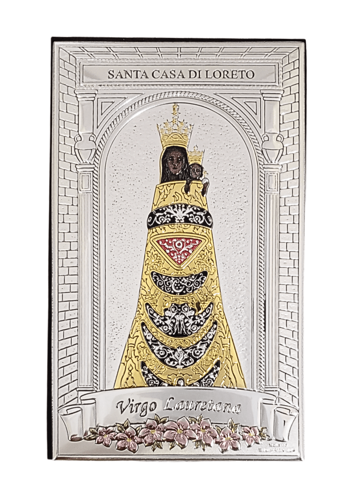 Adorno Italiano Nossa Senhora do Loreto em Prata 9 (L) x 15 cm (A)-TerraCotta Arte Sacra