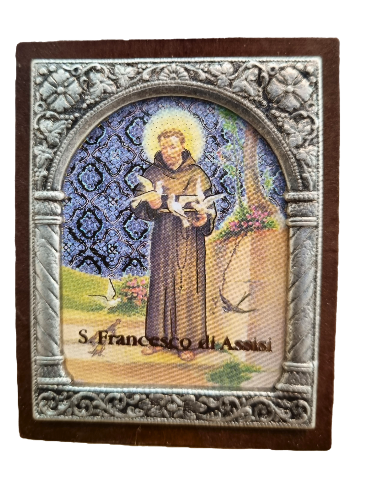 Adorno Italiano São Francisco com Pombas 6 cm x 5 cm-TerraCotta Arte Sacra