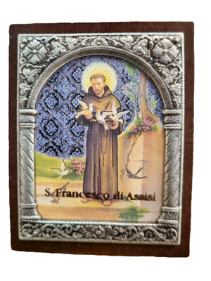 Adorno Italiano São Francisco com Pombas 6 cm x 5 cm-TerraCotta Arte Sacra