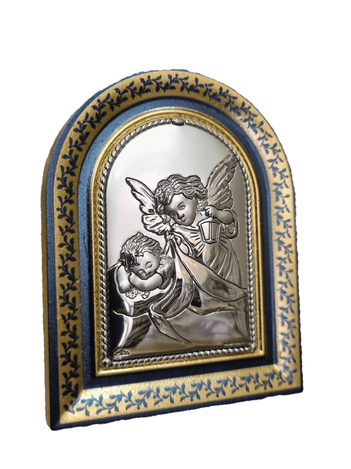 Adorno Italiano com Prata Anjo da Guarda 8 x 6 cm-TerraCotta Arte Sacra