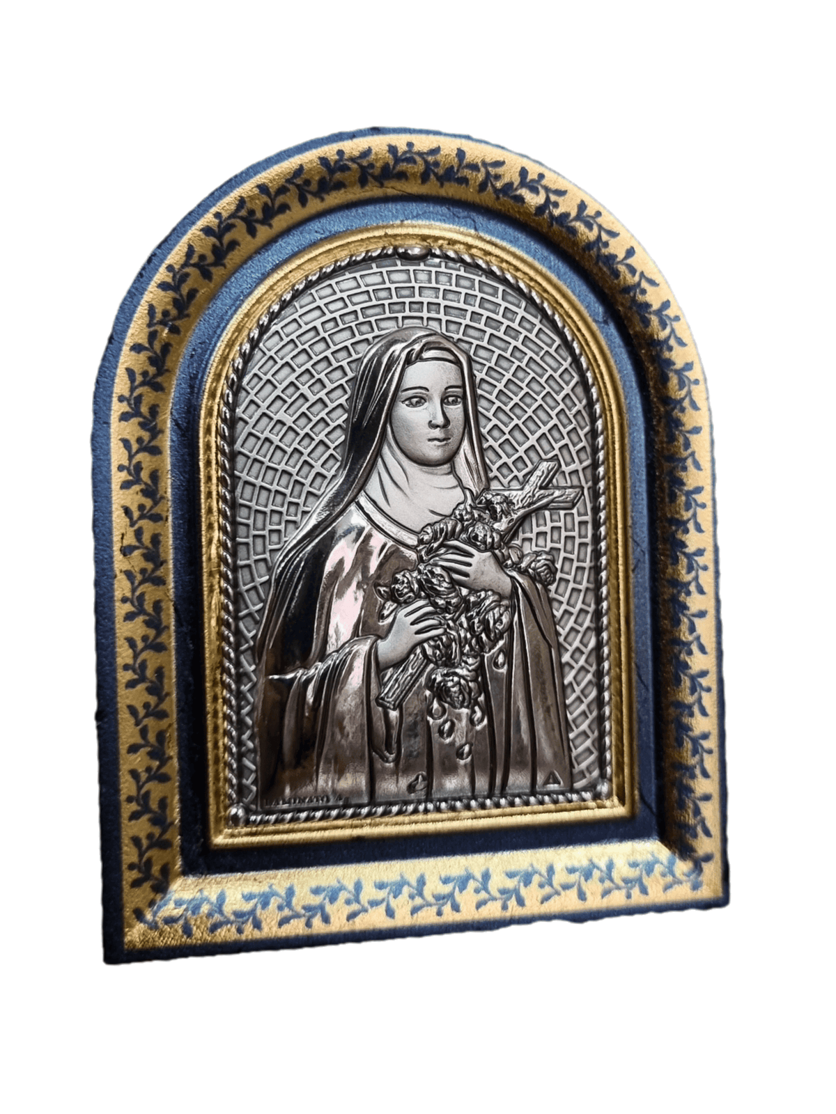 Adorno Italiano com Prata Santa Terezinha 8 x 6 cm-TerraCotta Arte Sacra