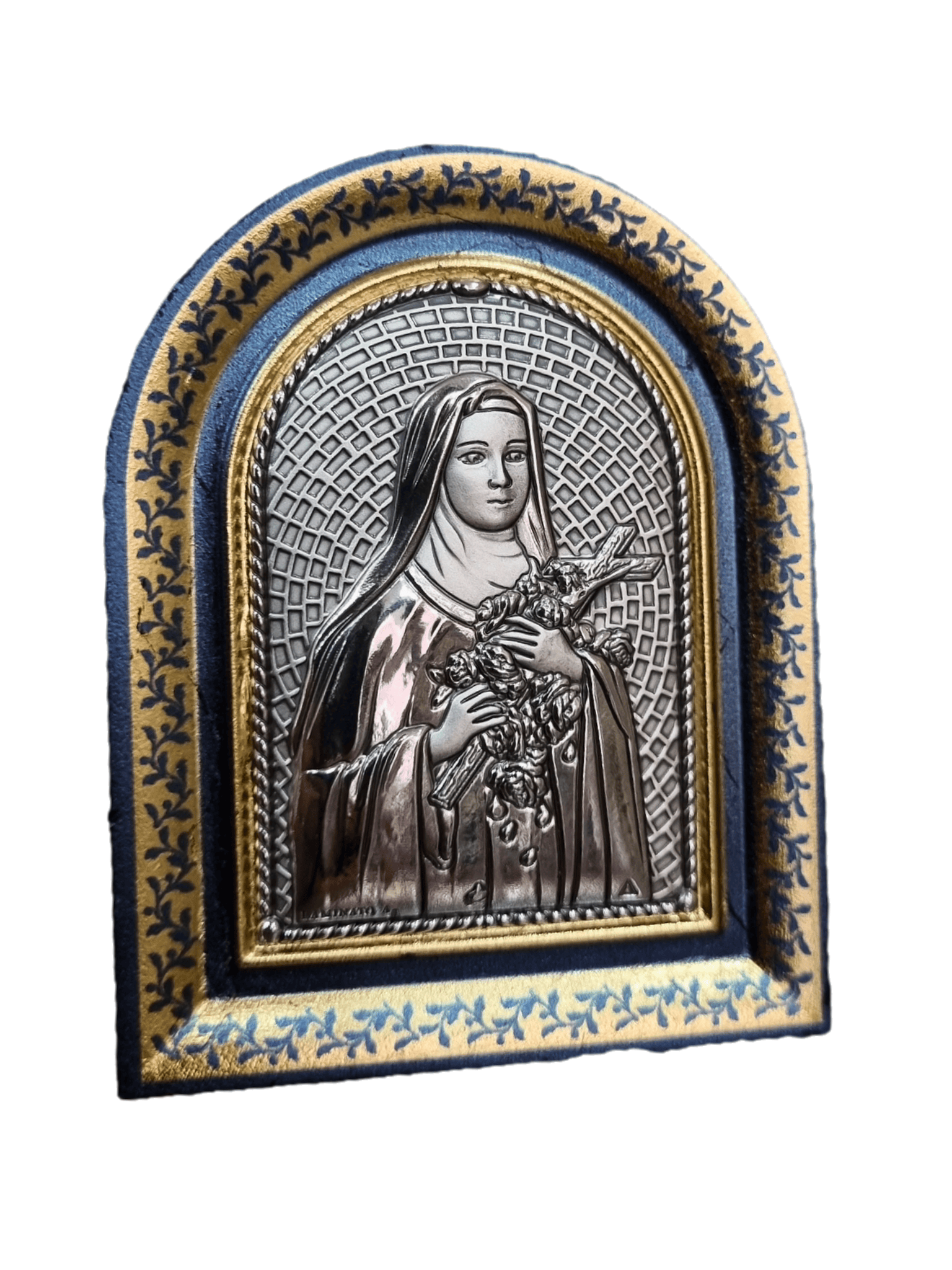 Adorno Italiano com Prata Santa Terezinha 8 x 6 cm-TerraCotta Arte Sacra