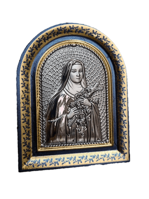 Adorno Italiano com Prata Santa Terezinha 8 x 6 cm-TerraCotta Arte Sacra