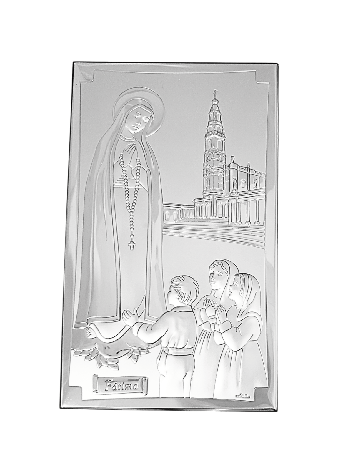 Adorno Italiano de Prata Nossa Senhora de Fátima 12 cm x 20 cm-TerraCotta Arte Sacra