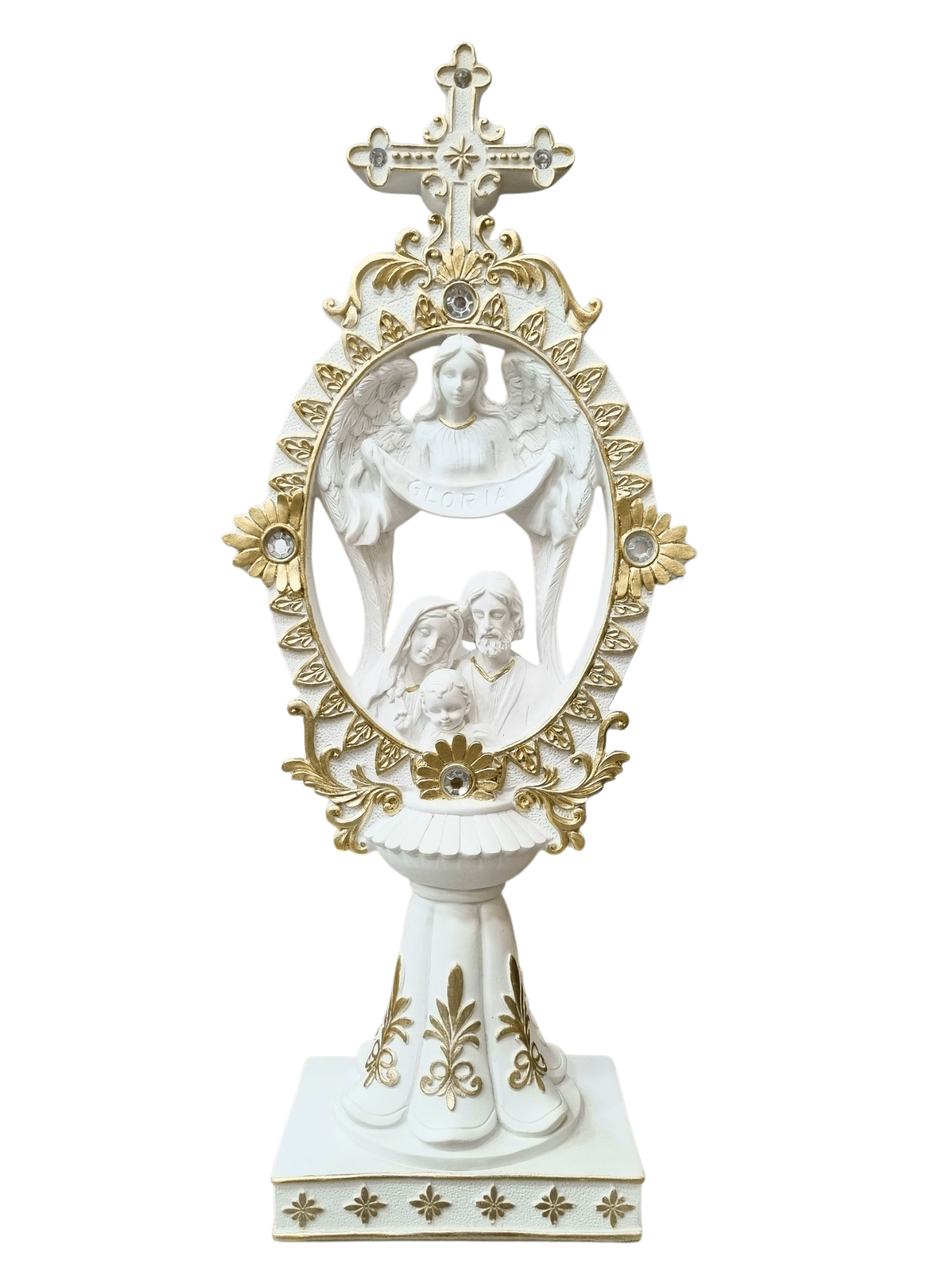 Adorno da Sagrada Família com Anjo 42 cm-TerraCotta Arte Sacra