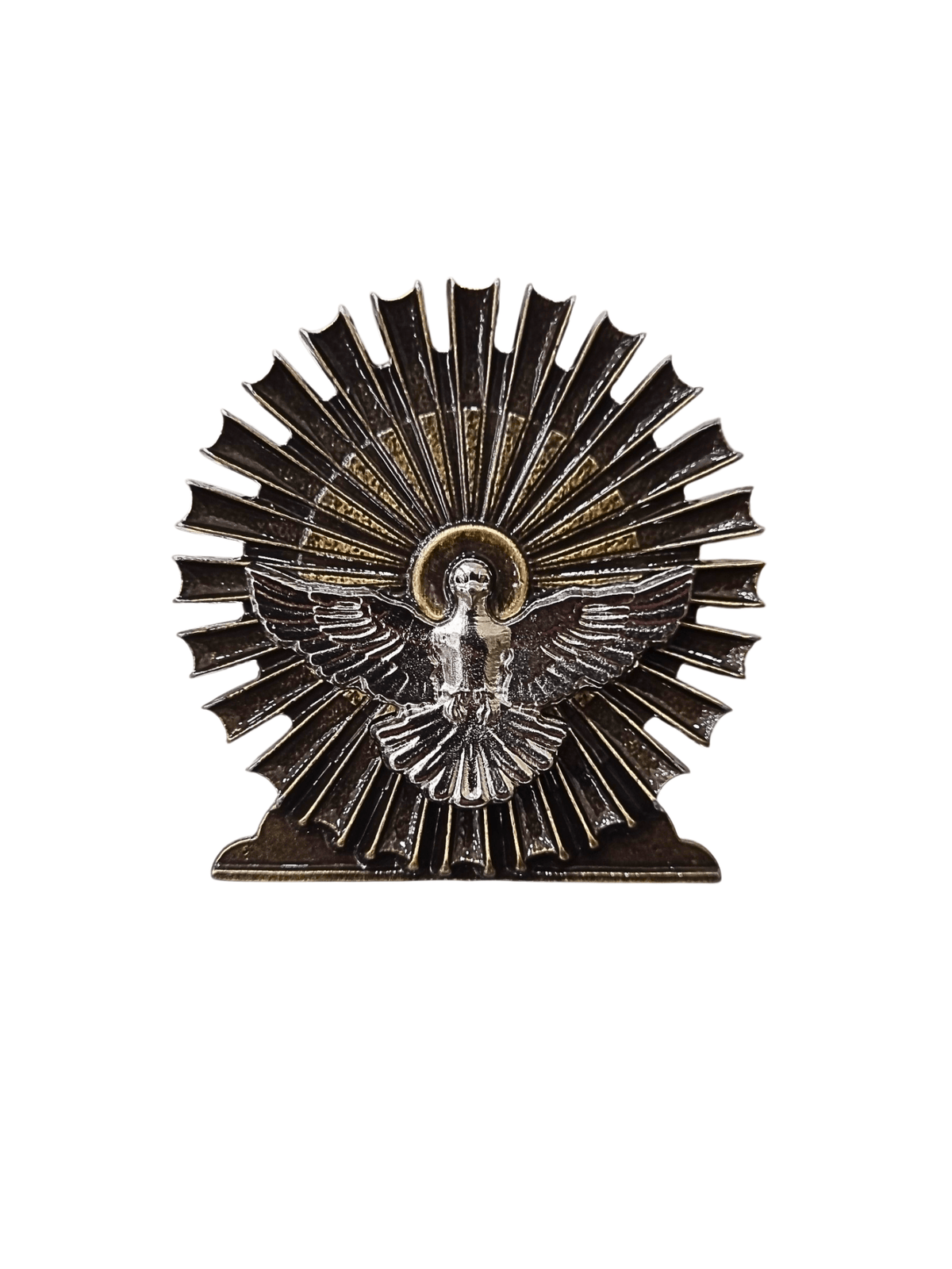Adorno de Mesa Espírito Santo Metal Ouro Velho 7 cm-TerraCotta Arte Sacra