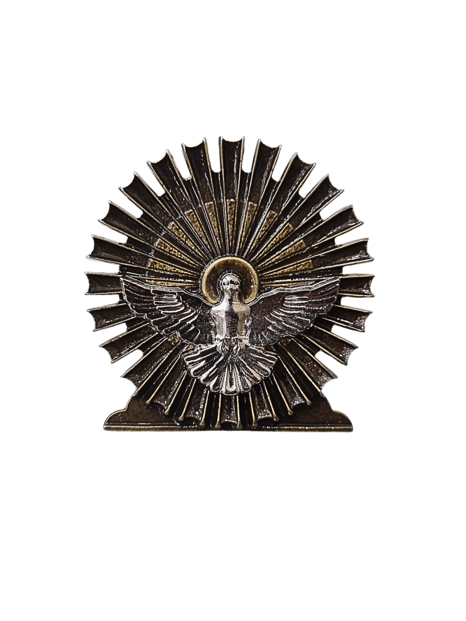 Adorno de Mesa Espírito Santo Metal Ouro Velho 7 cm-TerraCotta Arte Sacra