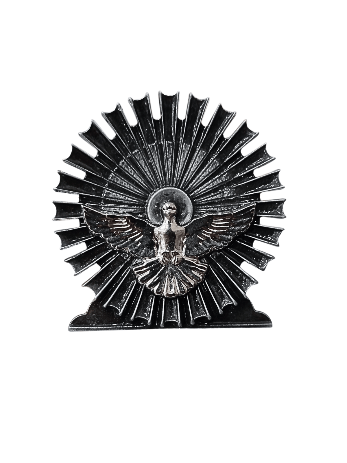 Adorno de Mesa Espírito Santo Metal Prata Velha 7 cm-TerraCotta Arte Sacra