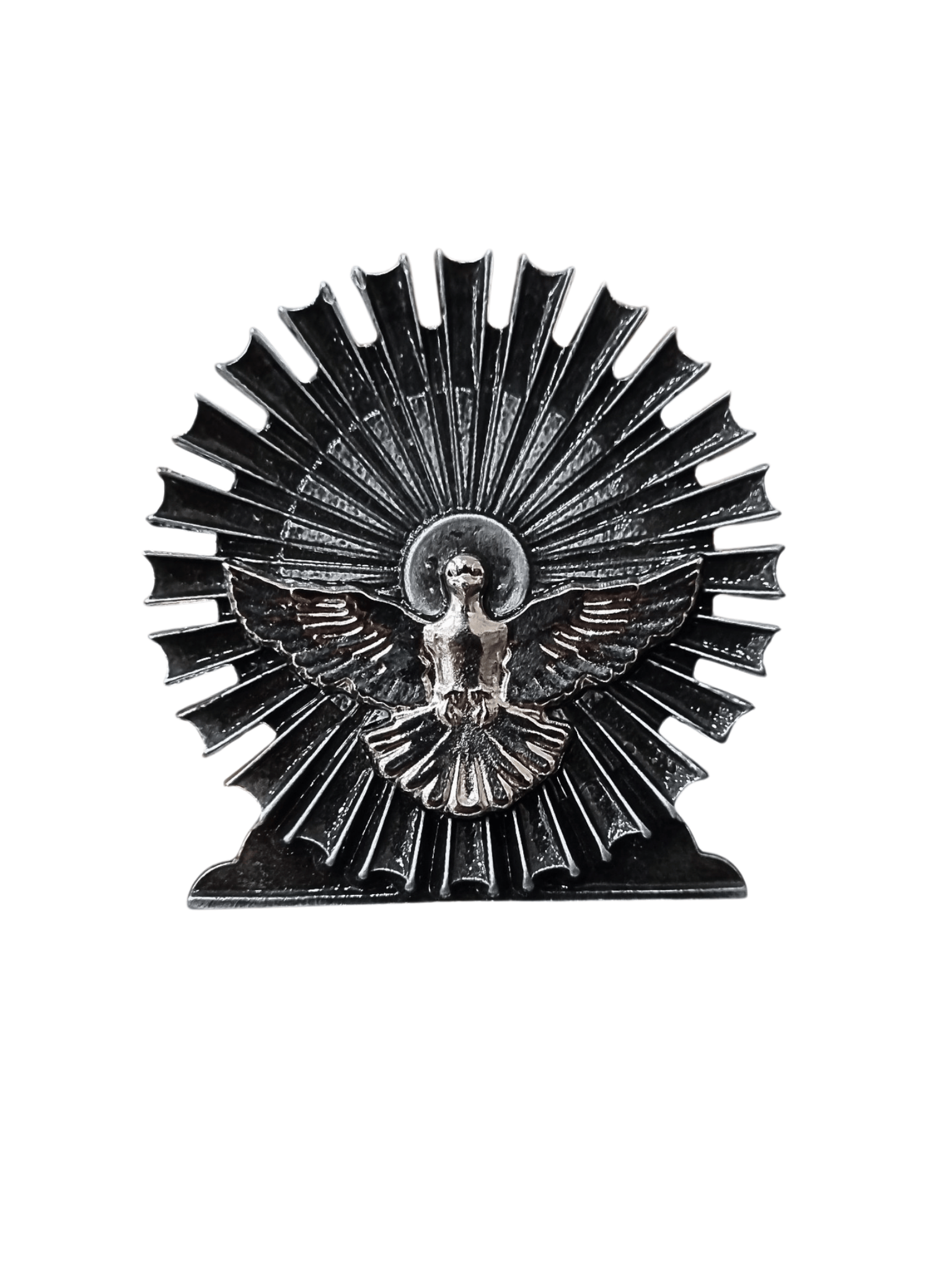 Adorno de Mesa Espírito Santo Metal Prata Velha 7 cm-TerraCotta Arte Sacra