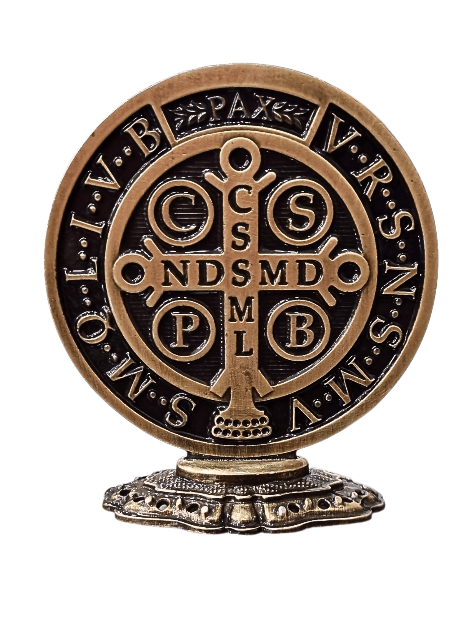 Adorno de Mesa Medalha de São Bento em Metal-TerraCotta Arte Sacra