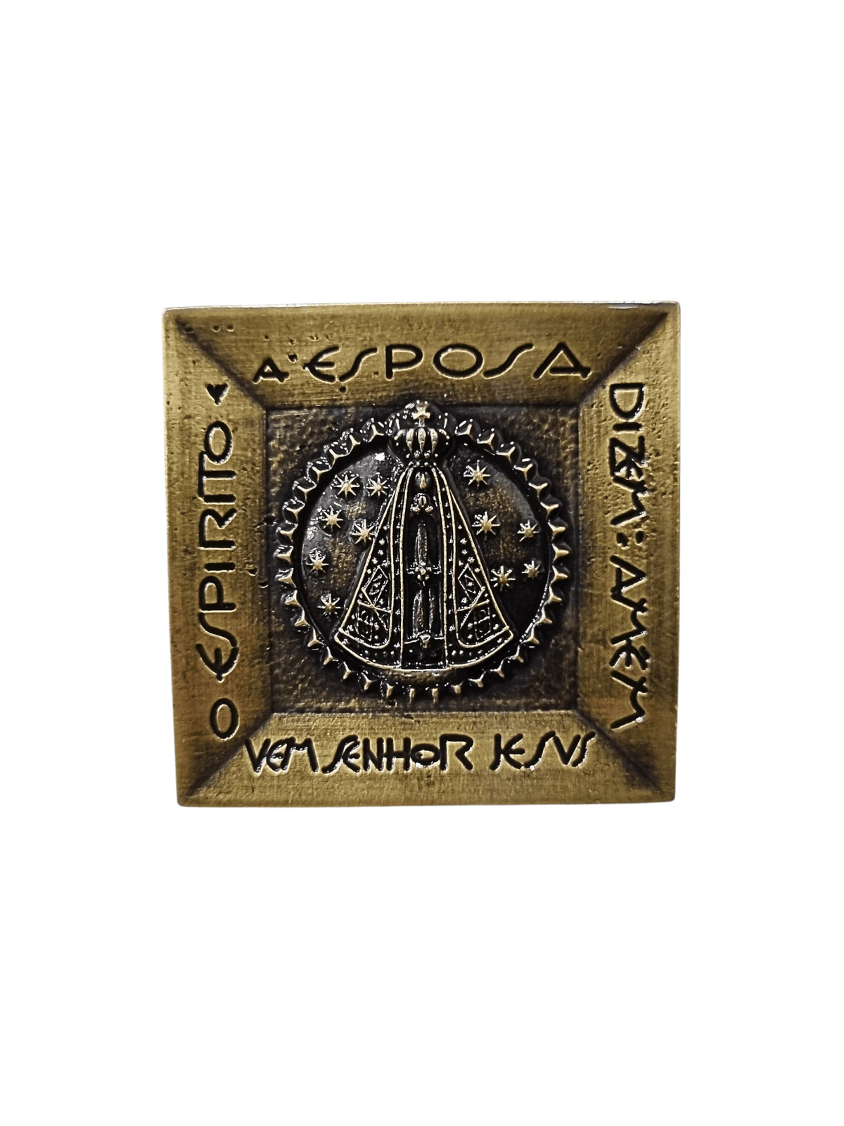 Adorno de Mesa Nossa Senhora Aparecida Metal Galvanizado Ouro Velho 6,5 cm-TerraCotta Arte Sacra