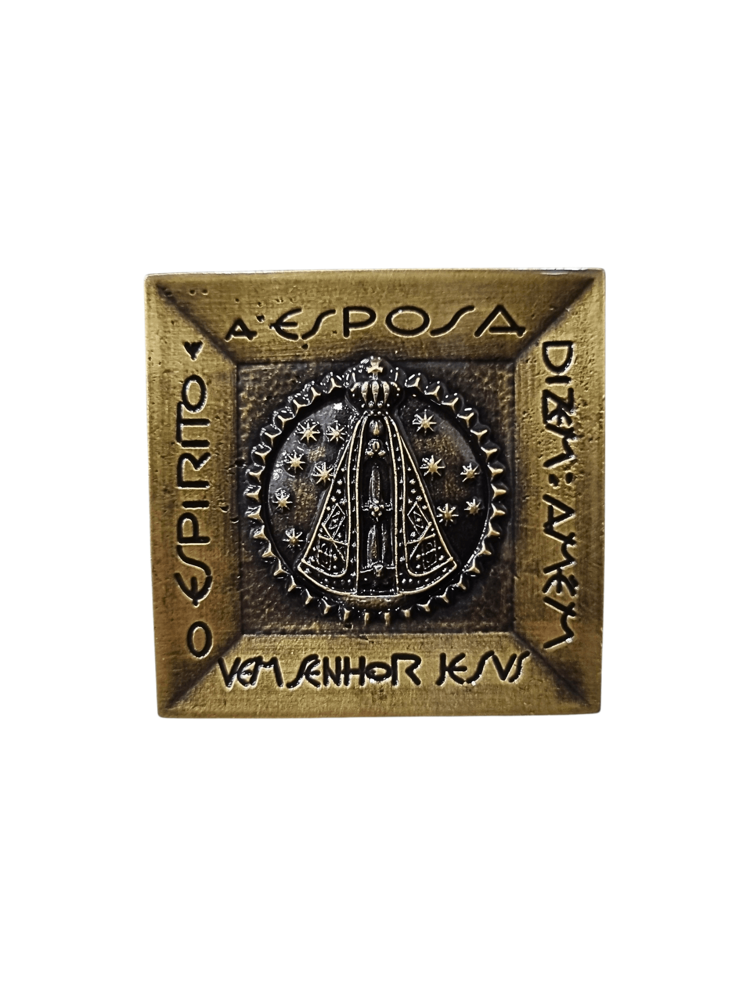 Adorno de Mesa Nossa Senhora Aparecida Metal Galvanizado Ouro Velho 6,5 cm-TerraCotta Arte Sacra