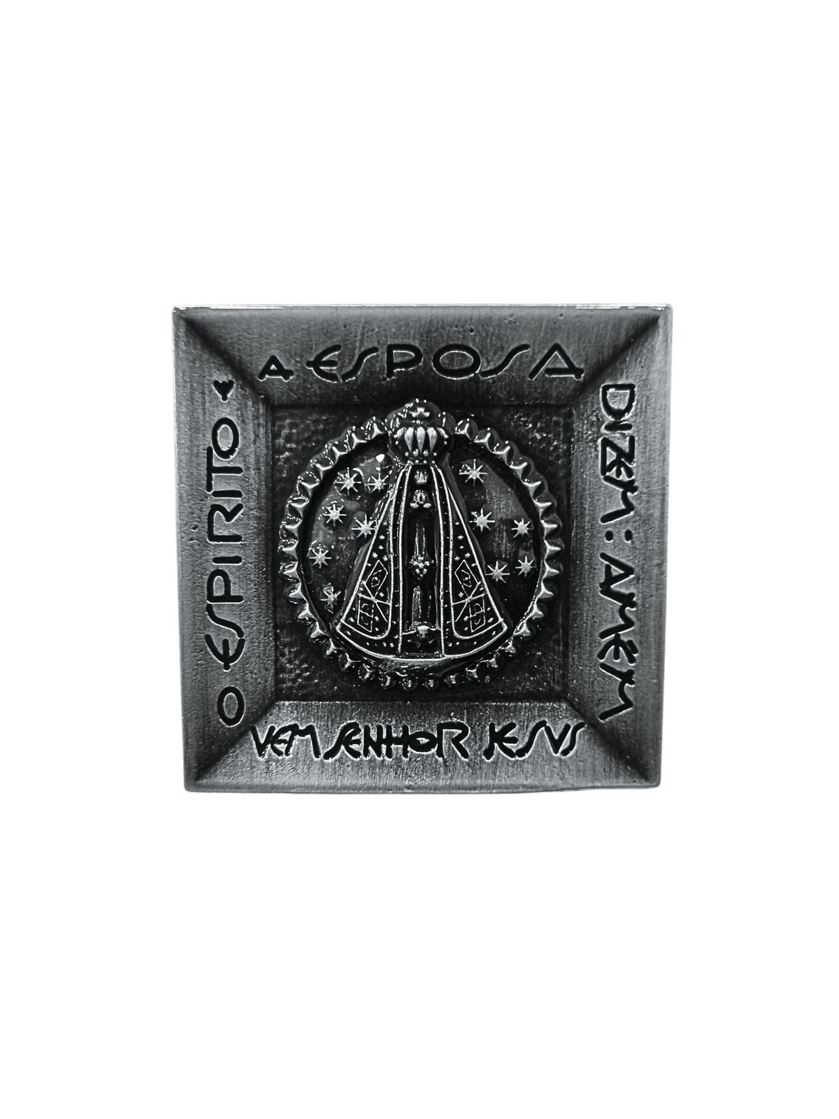 Adorno de Mesa Nossa Senhora Aparecida Metal Galvanizado Prata Velha 6,5 cm-TerraCotta Arte Sacra