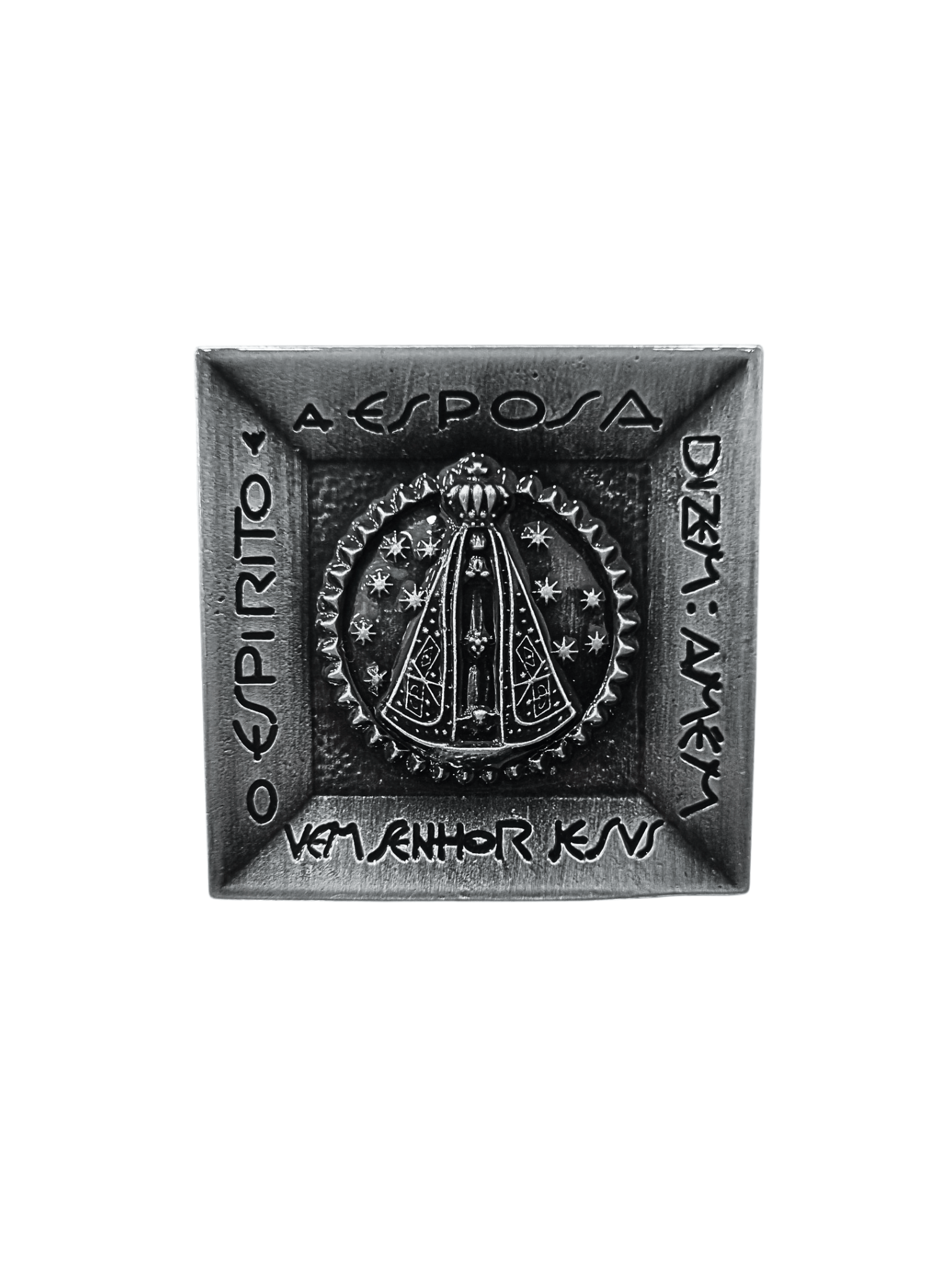 Adorno de Mesa Nossa Senhora Aparecida Metal Galvanizado Prata Velha 6,5 cm-TerraCotta Arte Sacra