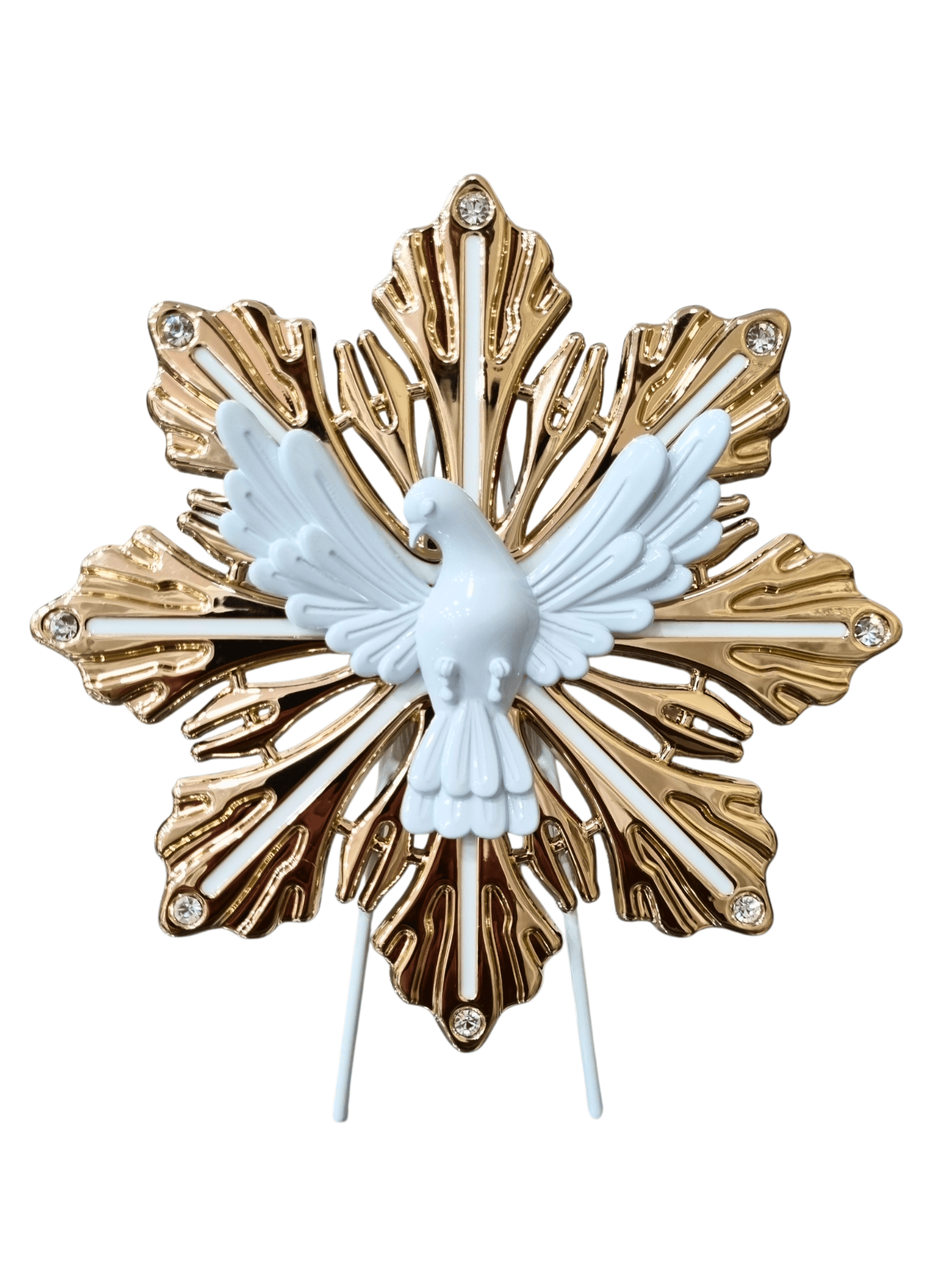 Adorno de Mesa em Metal Resplendor do Divino Espírito Santo com Cristais15 cm-TerraCotta Arte Sacra