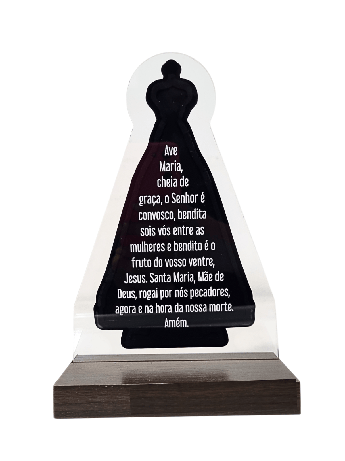 Adorno de Nossa Senhora Aparecida em Bronze e Acrílico com Oração 21 cm-TerraCotta Arte Sacra