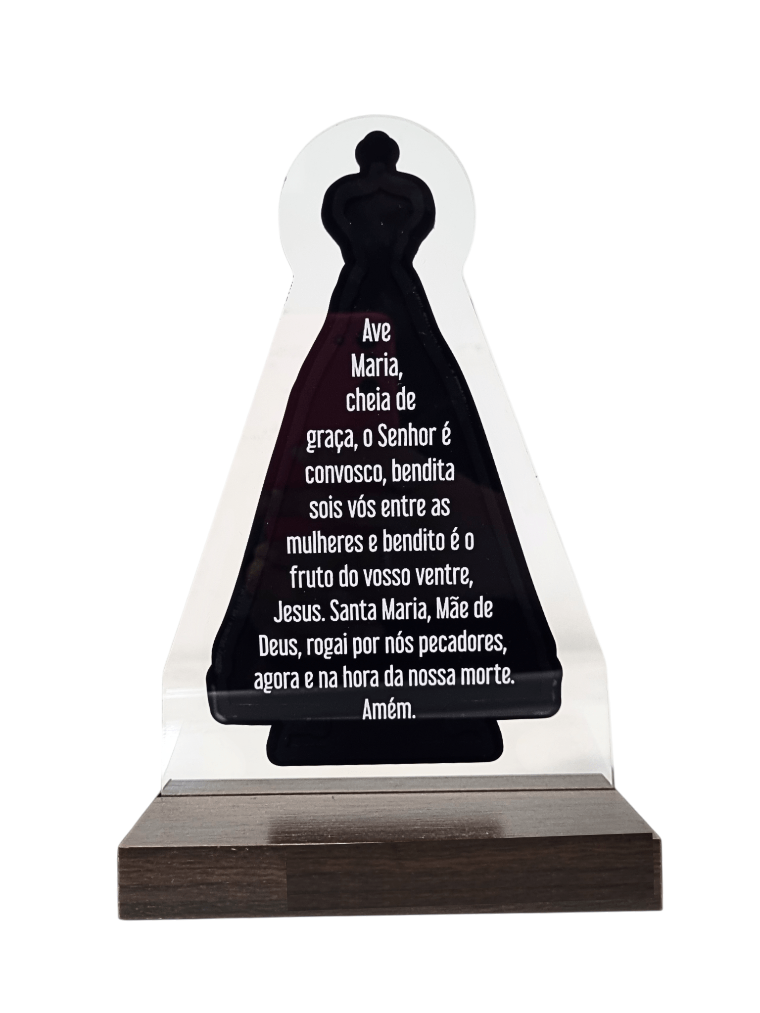 Adorno de Nossa Senhora Aparecida em Bronze e Acrílico com Oração 21 cm-TerraCotta Arte Sacra