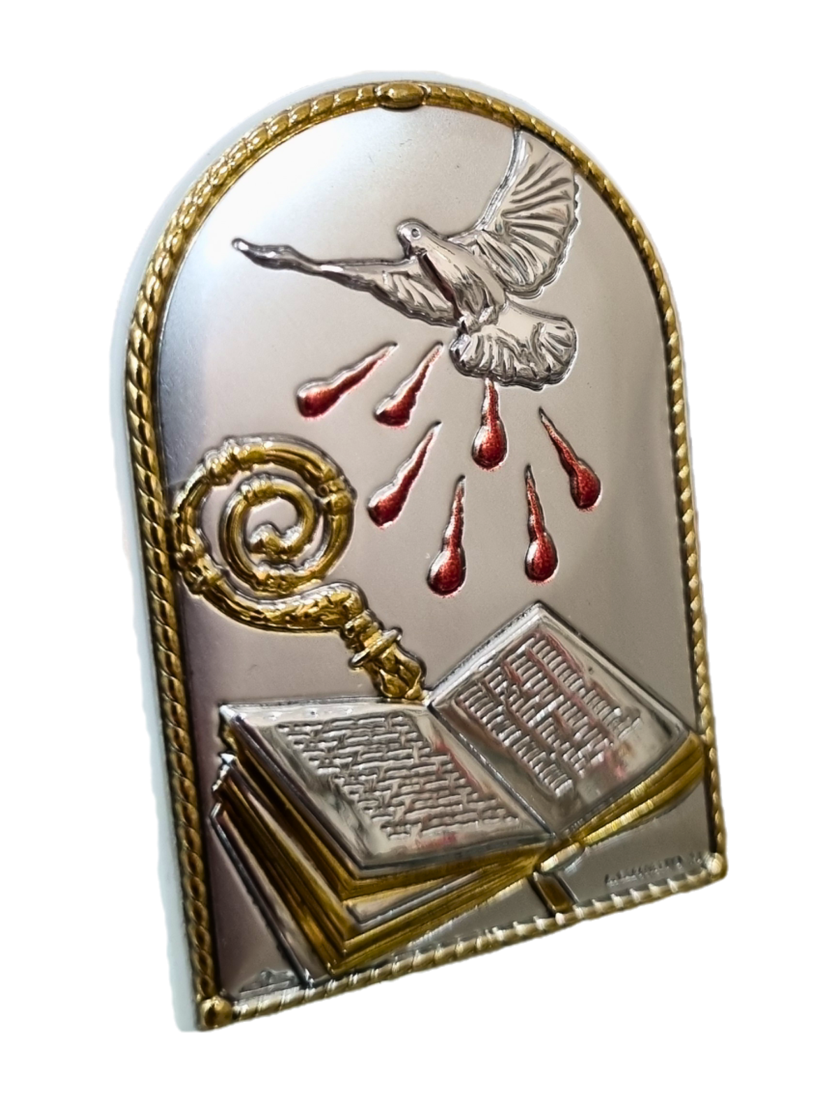 Adorno de Prata Italiano Espirito Santo 5,5 cm x 4 cm-TerraCotta Arte Sacra