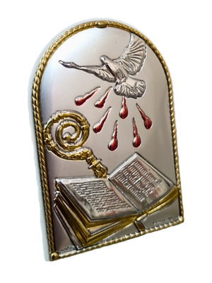 Adorno de Prata Italiano Espirito Santo 5,5 cm x 4 cm-TerraCotta Arte Sacra