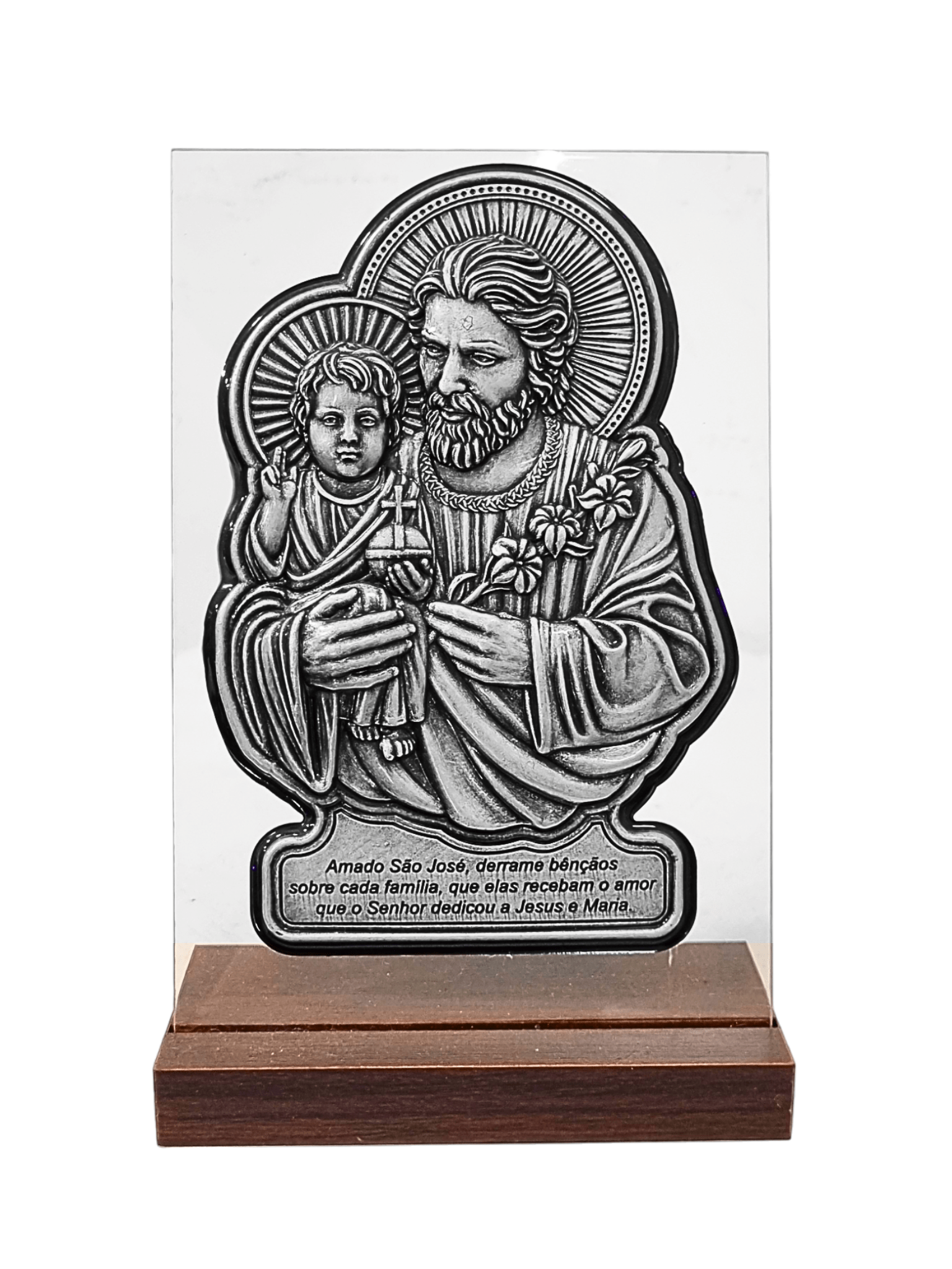 Adorno de São José em Bronze com Oração 21 cm-TerraCotta Arte Sacra