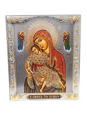 Adorno em Prata Madona Panagia The Kykkotissa 20 x 16,5cm-TerraCotta Arte Sacra