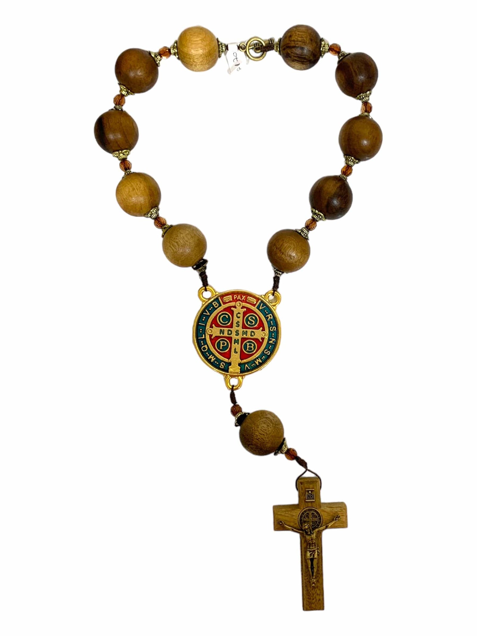 Adorno para maçaneta de porta São Bento em madeira de Imbuia-TerraCotta Arte Sacra