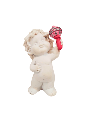 Anjo Igor com Chocalho Rosa 7cm-TerraCotta Arte Sacra