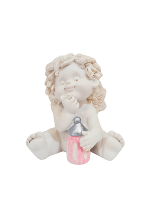 Anjo Igor com Mamadeira Rosa 7cm-TerraCotta Arte Sacra