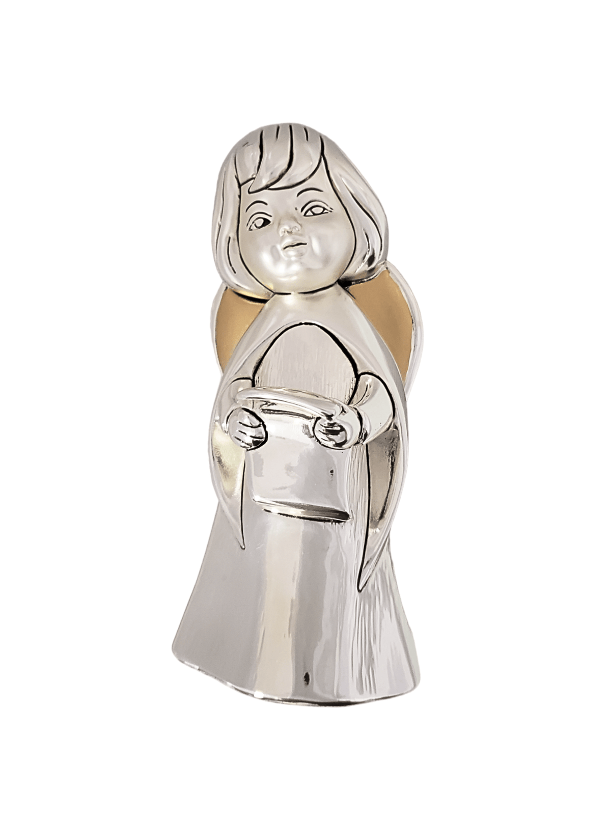 Anjo Italiano Musico Acabamento em Prata 14 cm x 6 cm-TerraCotta Arte Sacra