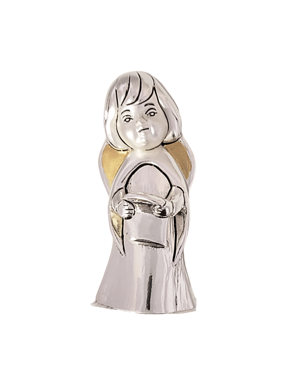 Anjo Italiano Musico Acabamento em Prata 7 cm x 3,5 cm-TerraCotta Arte Sacra