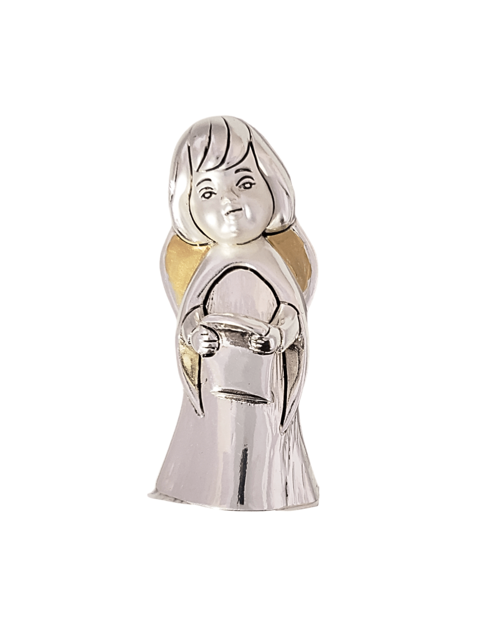 Anjo Italiano Musico Acabamento em Prata 7 cm x 3,5 cm-TerraCotta Arte Sacra