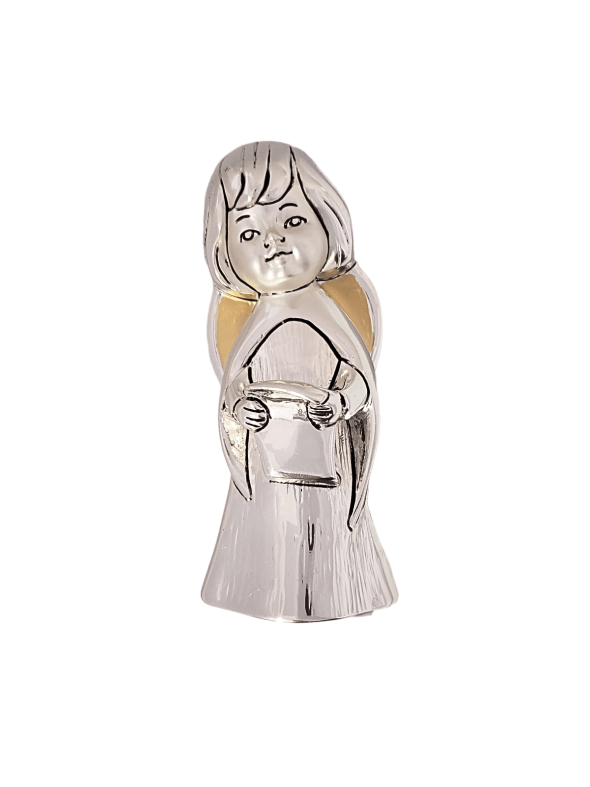 Anjo Italiano Musico Acabamento em Prata 9,5 cm x 4 cm-TerraCotta Arte Sacra