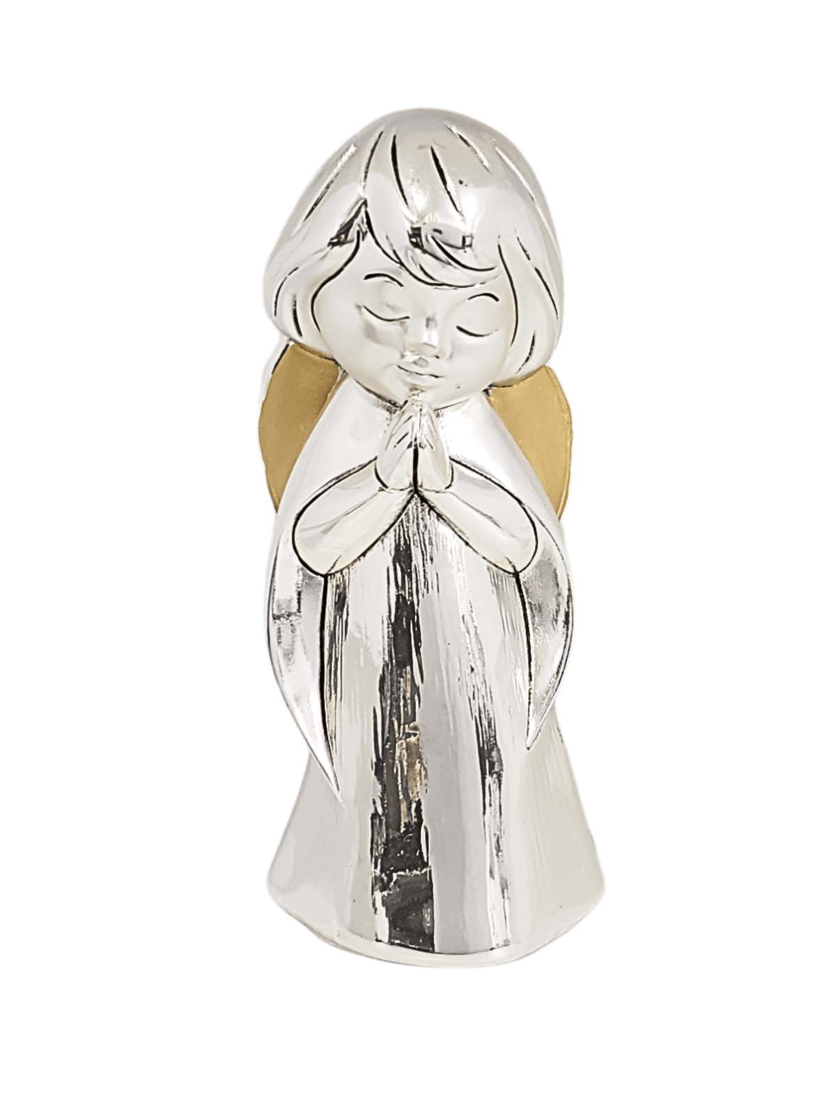 Anjo Italiano Rezando com Acabamento em Prata 14 cm x 6 cm-TerraCotta Arte Sacra