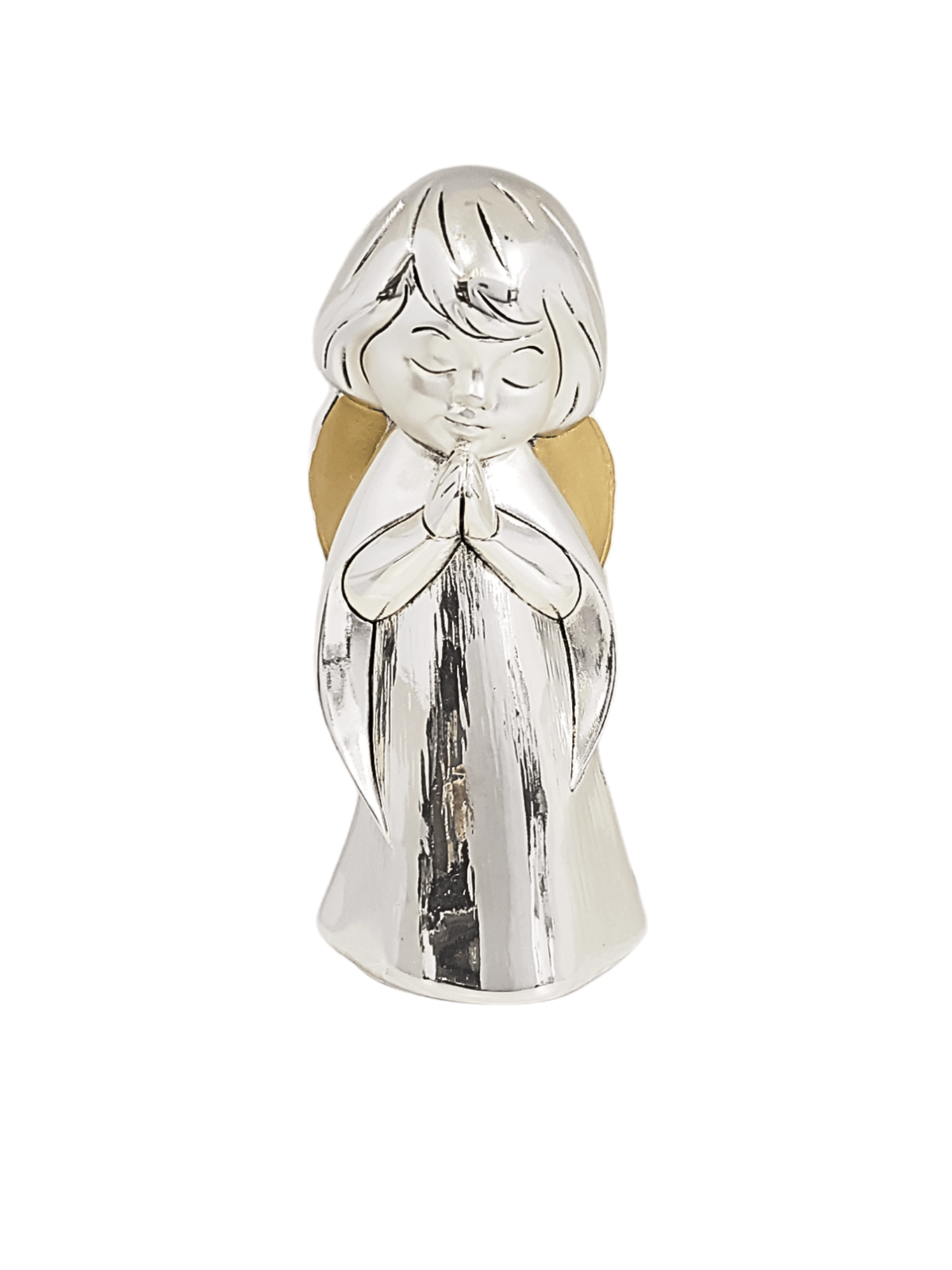 Anjo Italiano Rezando com Acabamento em Prata 9,5 cm x 4 cm-TerraCotta Arte Sacra