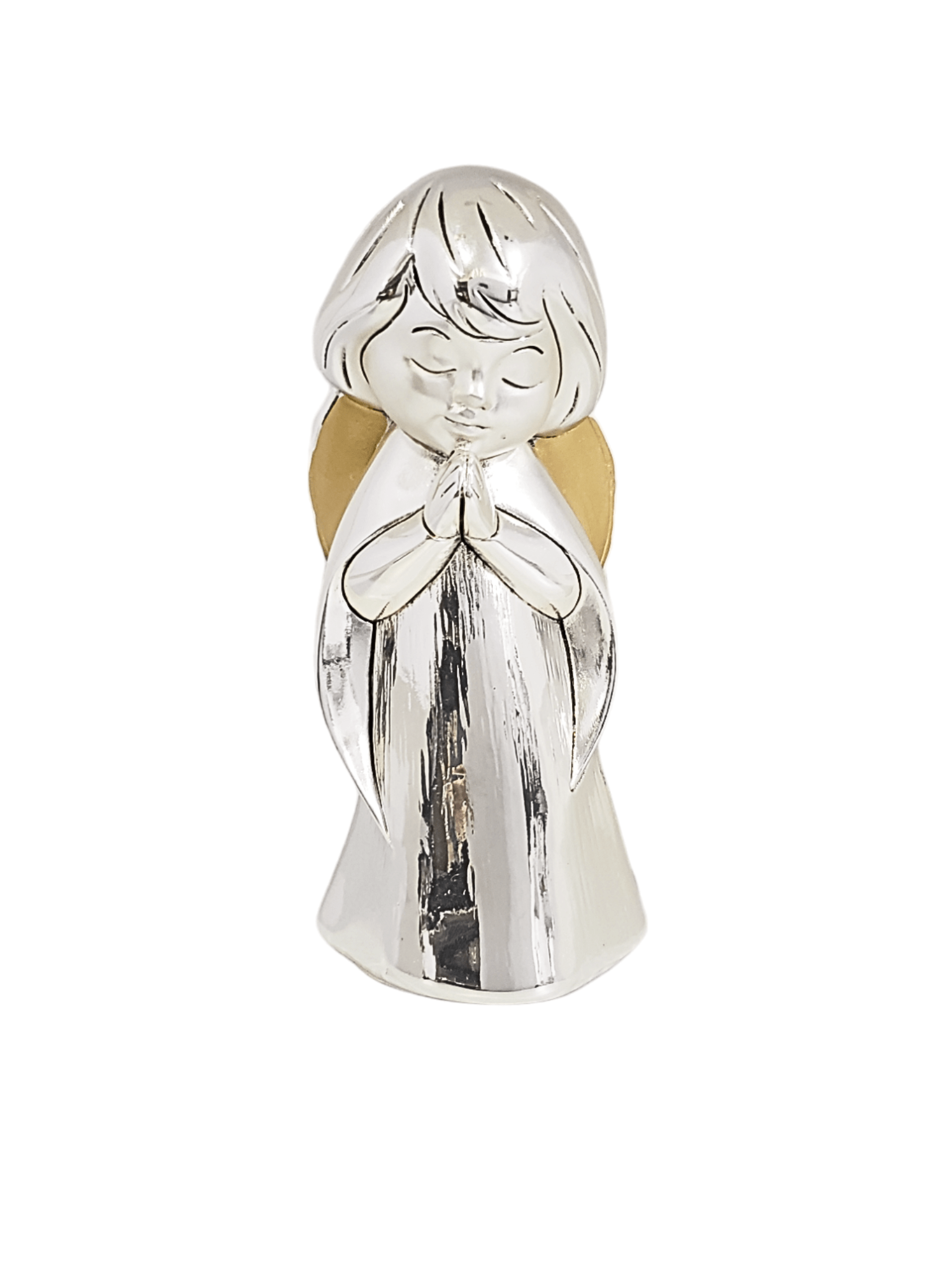 Anjo Italiano Rezando com Acabamento em Prata 9,5 cm x 4 cm-TerraCotta Arte Sacra