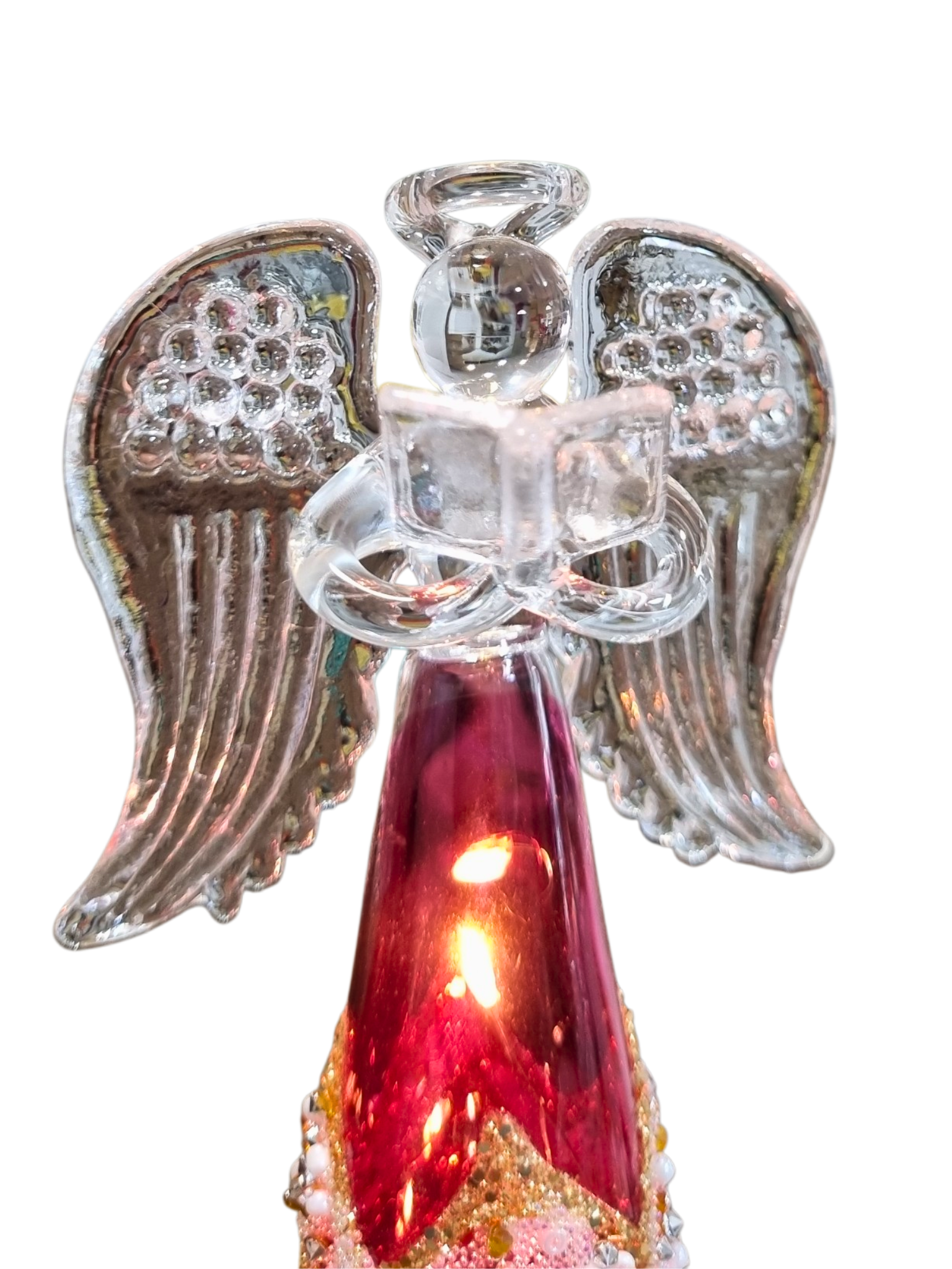 Anjo Natalino em Cristal De Murano com Led 27 cm-TerraCotta Arte Sacra