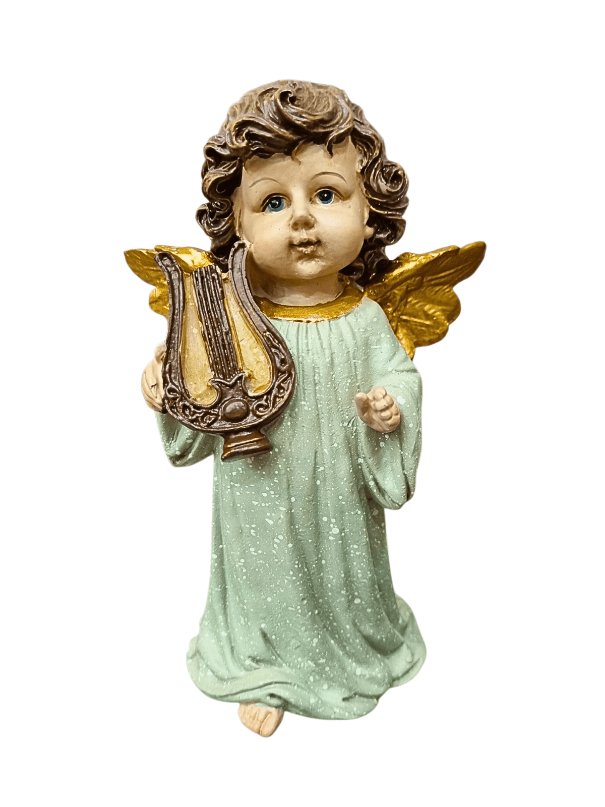 Anjo com Harpa em Resina 17 cm-TerraCotta Arte Sacra