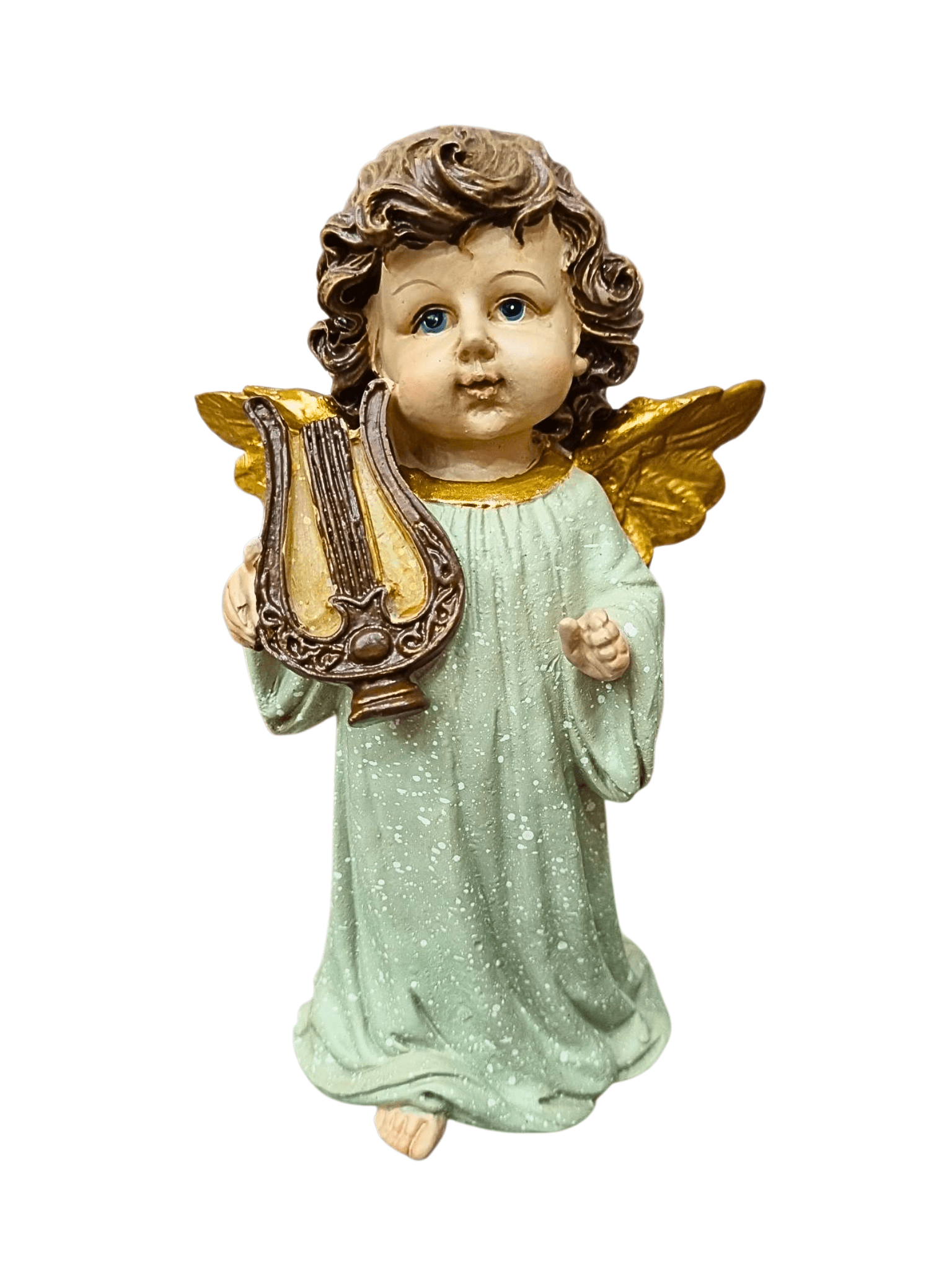 Anjo com Harpa em Resina 17 cm-TerraCotta Arte Sacra