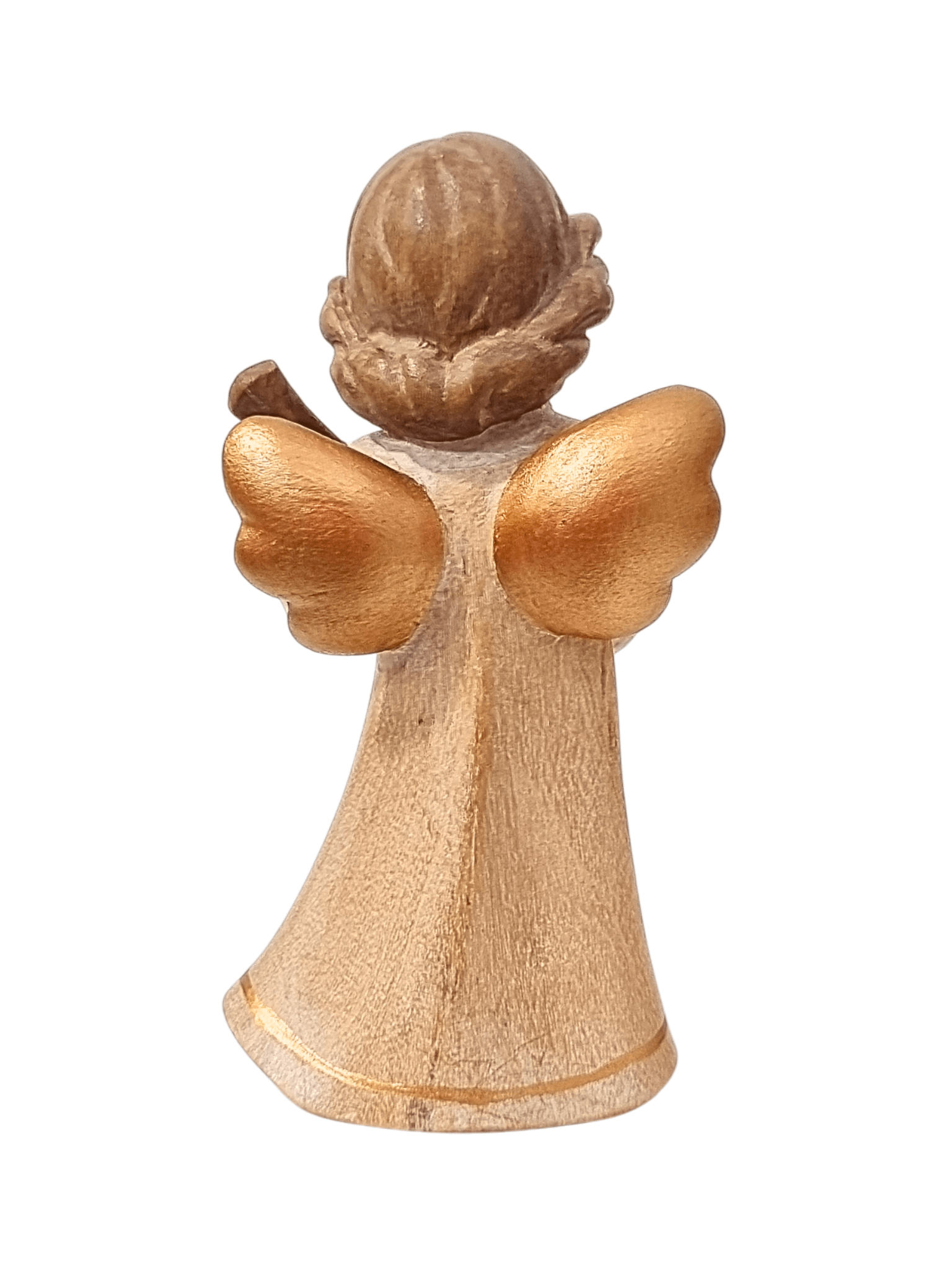 Anjo da Guarda Bege com Bandolim em Madeira 13,5 cm-TerraCotta Arte Sacra