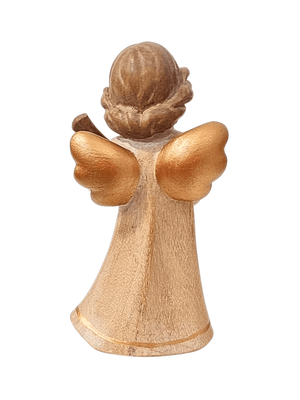 Anjo da Guarda Bege com Bandolim em Madeira 13,5 cm-TerraCotta Arte Sacra