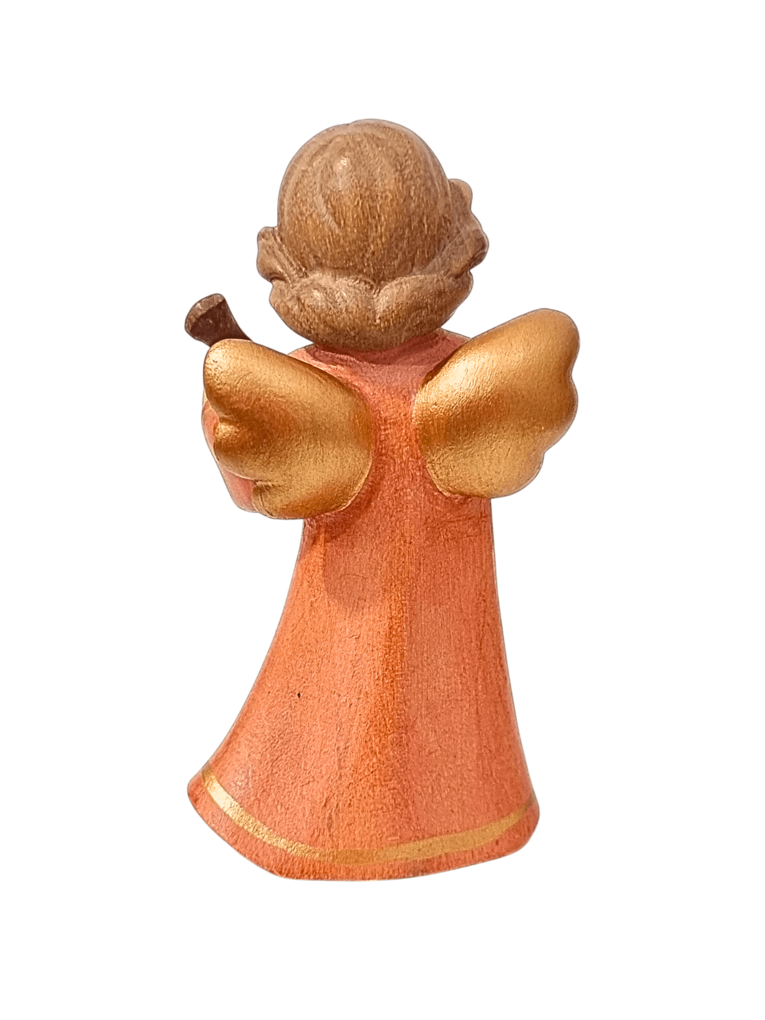 Anjo da Guarda Rosa com Bandolim em Madeira 13,5 cm-TerraCotta Arte Sacra