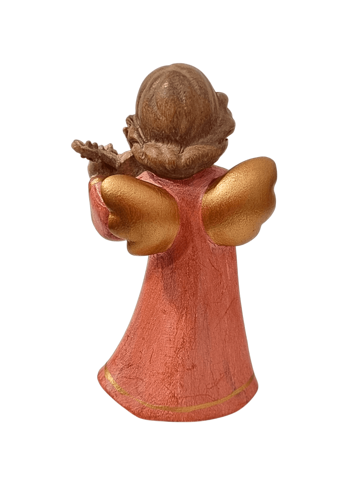 Anjo da Guarda Rosa com Violino em Madeira 10 cm-TerraCotta Arte Sacra