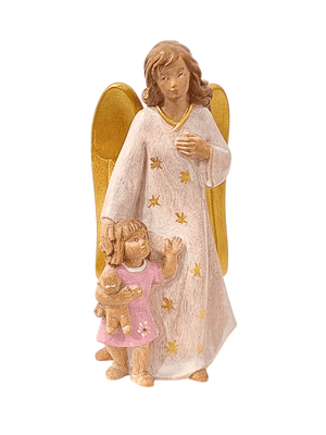 Anjo da Guarda em Madeira Colorido (Para meninas) 11,5 cm-TerraCotta Arte Sacra