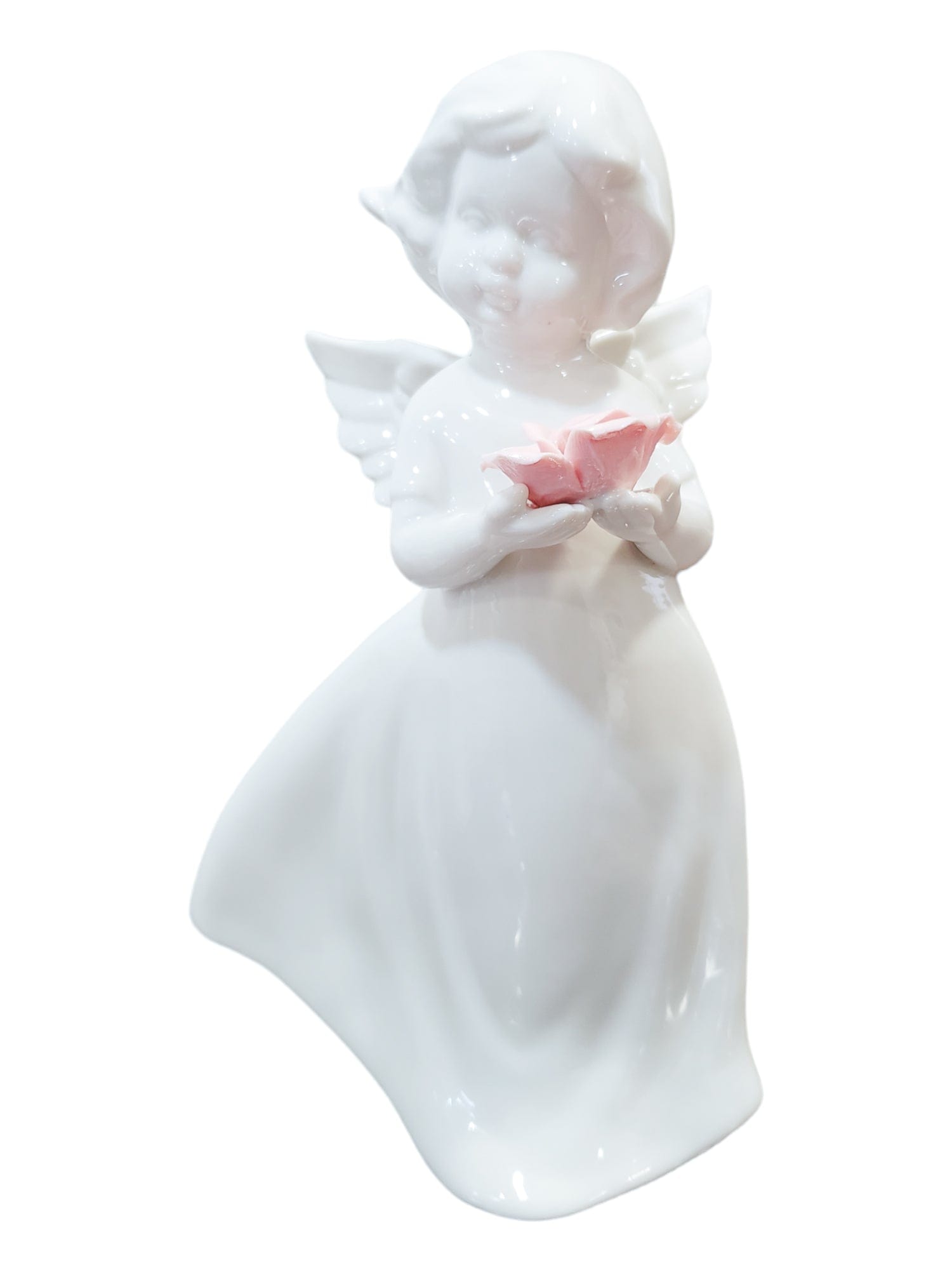 Anjo de Porcelana com Flor-TerraCotta Arte Sacra