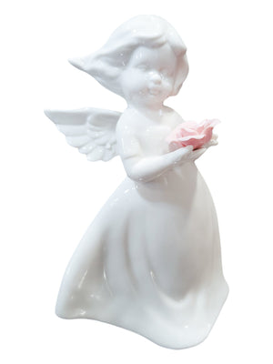 Anjo de Porcelana com Flor-TerraCotta Arte Sacra