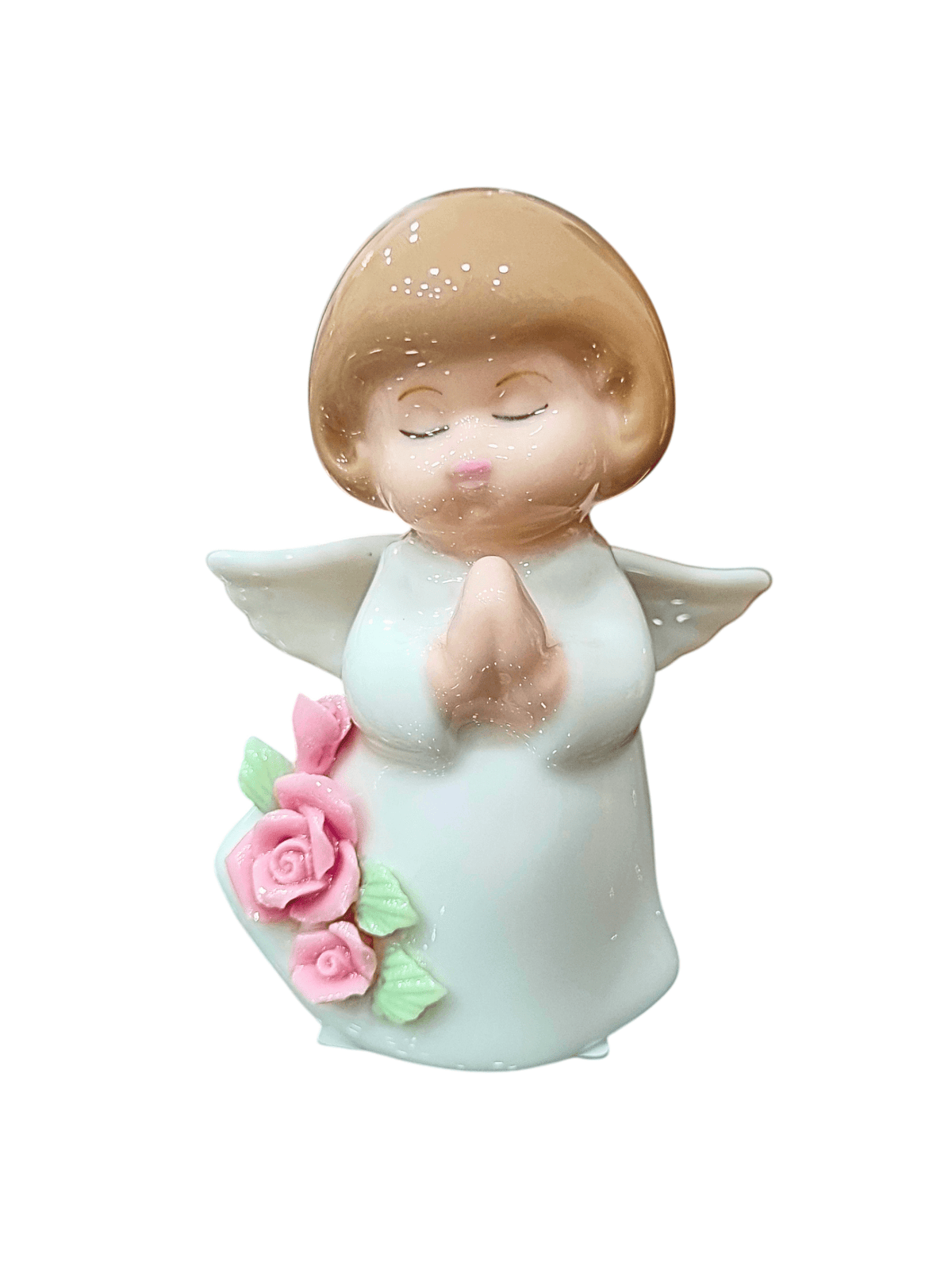 Anjo em Porcelana com Flores 10 cm-TerraCotta Arte Sacra