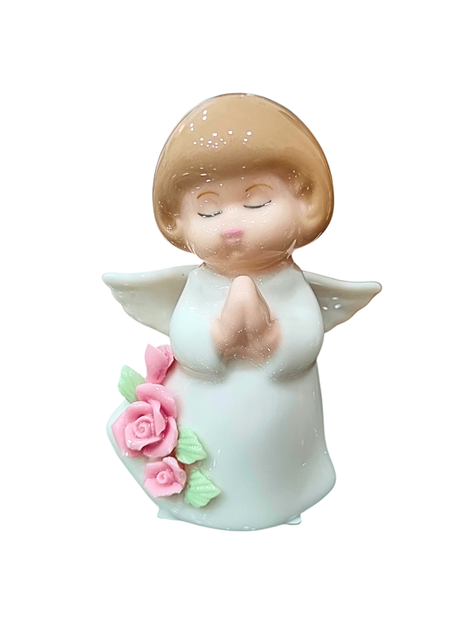 Anjo em Porcelana com Flores 10 cm-TerraCotta Arte Sacra