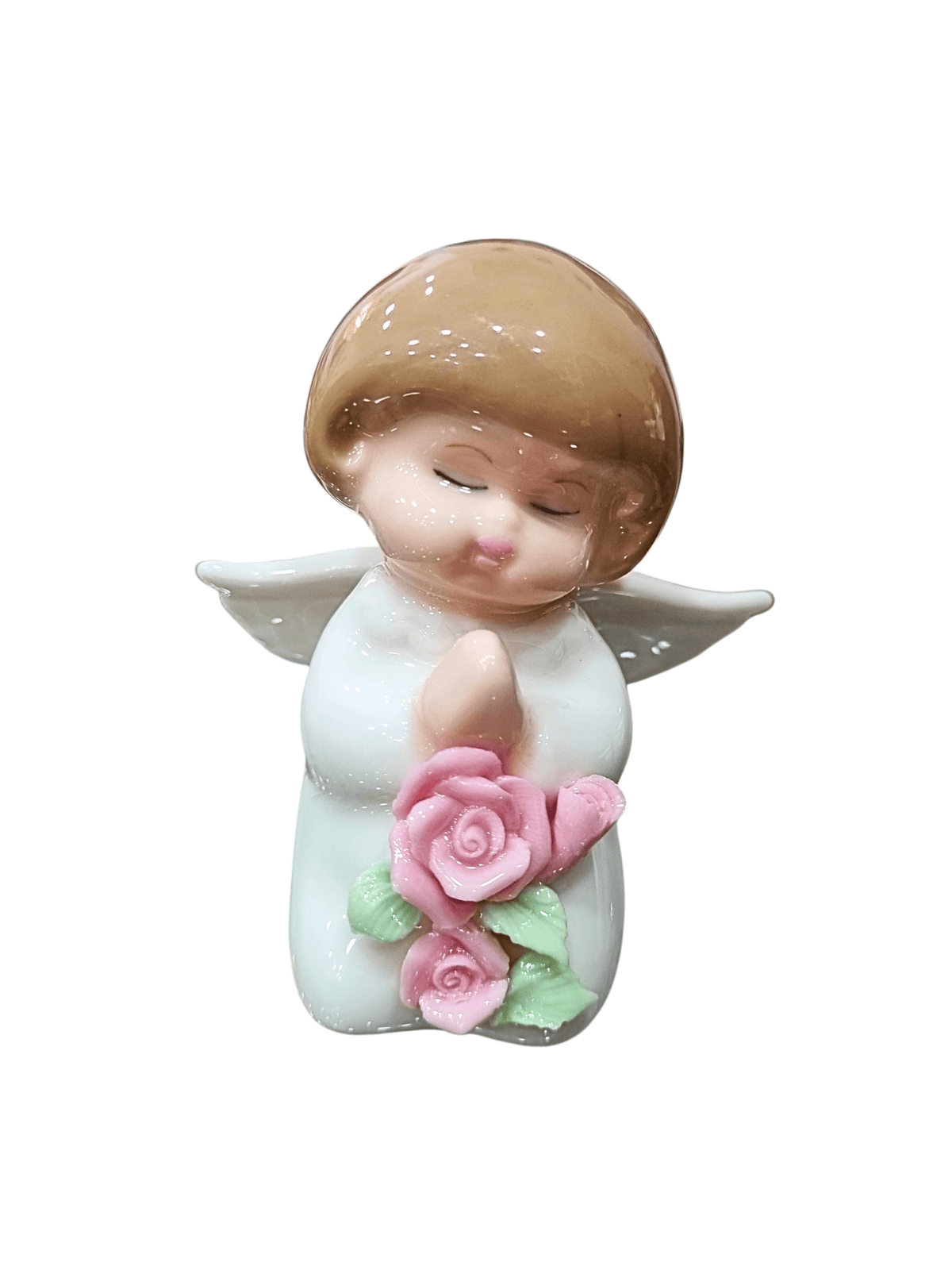 Anjo em Porcelana com Flores 7 cm-TerraCotta Arte Sacra