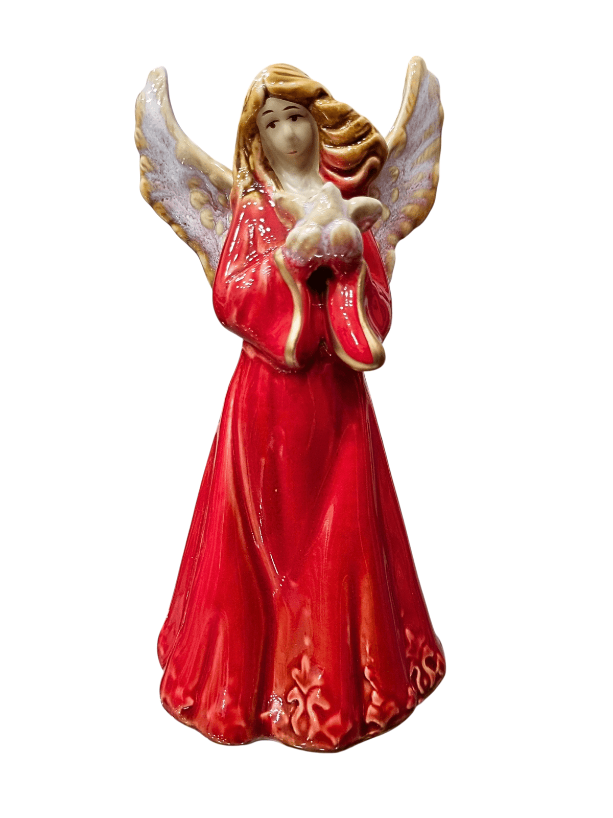 Anjo em Porcelana com Pomba 15 cm-TerraCotta Arte Sacra